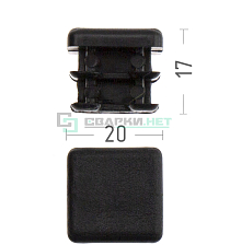 Заглушка пластиковая внутренняя с внешними габаритами 20х20 мм - Чертеж