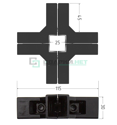 Внешний угловой соединитель 5-и 6-и лучевой 25мм