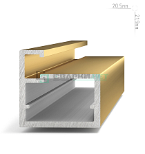 Профиль рамочный узкий, 20х22х8 мм, золото брашированное(анод), L-3000 LINEA - Чертеж