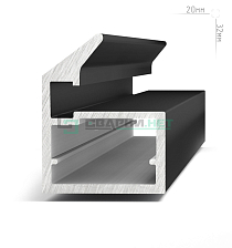 Профиль рамочный узкий, c наклонной ручкой, черный (анод), L-2700 LINEA  - Чертеж