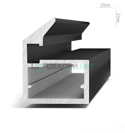 Профиль рамочный узкий, c наклонной ручкой, черный (анод), L-2700 LINEA 