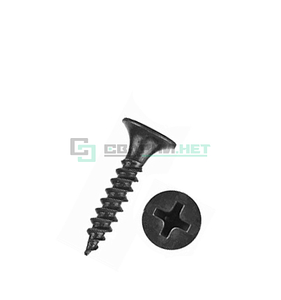 Саморез с потайной головкой под крест 3,5х16 черный цинк 