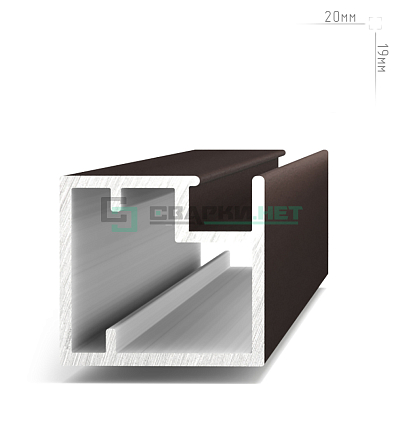 Профиль рамочный узкий, 19х20х19 мм, бронза (анод), L-3000 INTEGRO