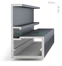 Профиль рамочный узкий, c интегрированной ручкой, графит (анод), L-2700 LINEA - Чертеж