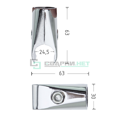 Соединитель с 3-мя направлениями, неполный обхват 25 мм