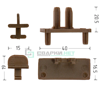 Комплект креплений под шуруп для профилей 4464,4466,  цвет шампань 