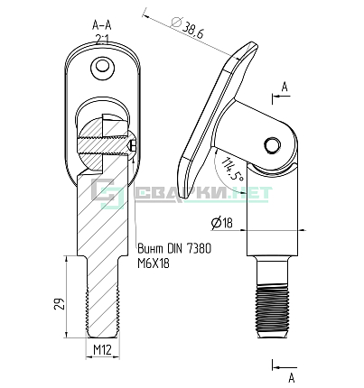 Наконечник с ложементом М12 ф38  