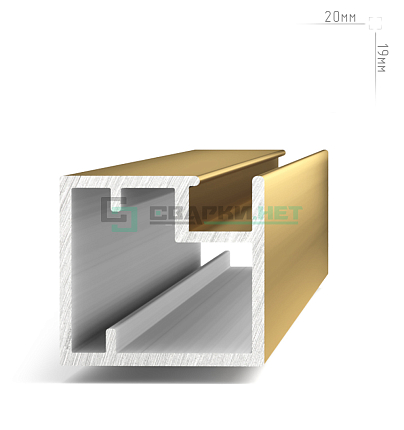 Профиль рамочный узкий, 19х20х19 мм, золото брашированное (анод), L-3000 INTEGRO