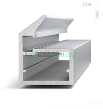 Профиль рамочный узкий, c наклонной ручкой, серебро (анод), L-2700 LINEA - Чертеж