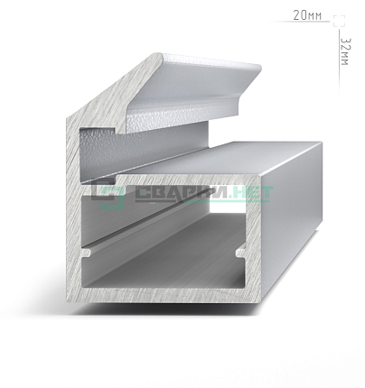 Профиль рамочный узкий, c наклонной ручкой, серебро (анод), L-2700 LINEA