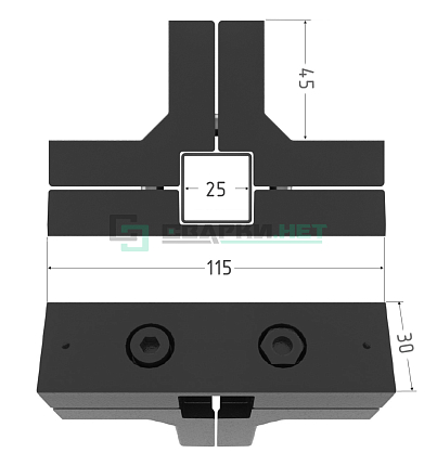 Внешний угловой соединитель 3-х лучевой 25мм со вставкой