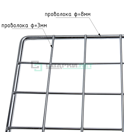 Сетка 1000х1000 мм, рама d=7 мм, решетка d=3 мм