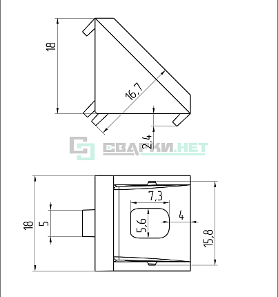 Угол соединительный для конструкционного профиля 20x20