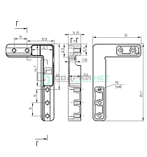 Угол соединительный для крепления скрытых петель (AIR) левый - Чертеж