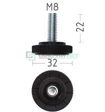 Опора резьбовая с металлическим оцинкованным стержнем М8х25 мм - Чертеж