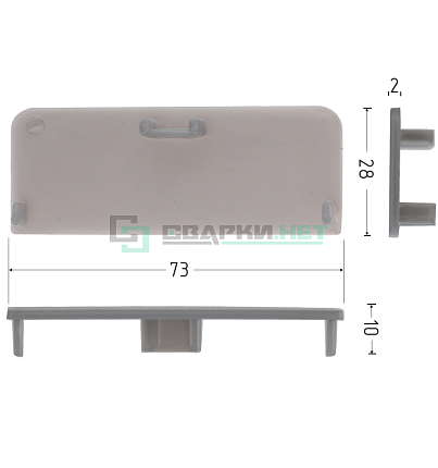 Комплект закрытых заглушек для профиля С - образного 4466, цвет серый металлик