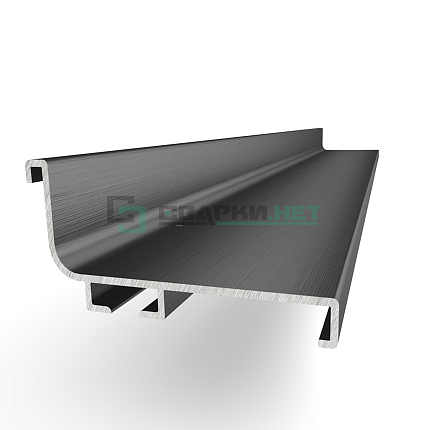 Профиль горизонтальный L - образный, цвет черный анодированный с брашировкой 4200 мм 