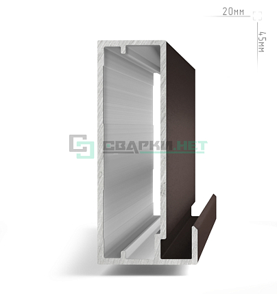 Профиль рамочный широкий, 45х20х8 мм, бронза (анод), L-3000 INTEGRO