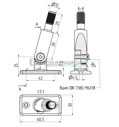 Наконечник M12  с ложементом к плоскости
