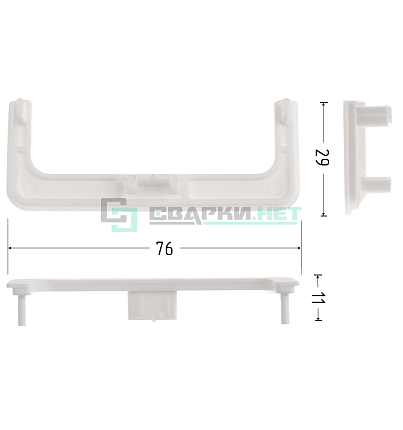 Комплект открытых заглушек для профиля C - образного 4466, цвет белый