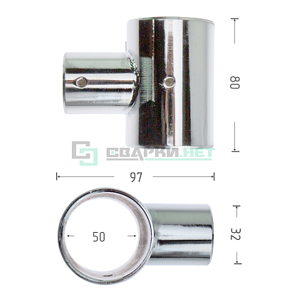 Муфта с 3-мя направлениями T-образная d-50/32