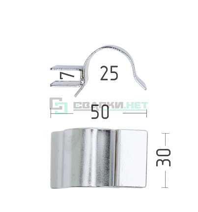 Держатель металлический для стекла (боковой) 25мм