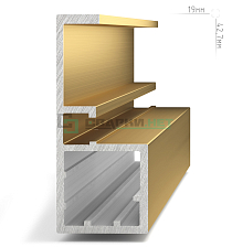 Профиль рамочный узкий, c интегрированной ручкой, золото брашированное (анод) L-2700 SECRET - Чертеж