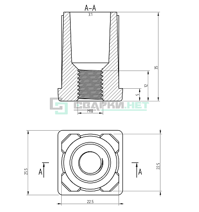Заглушка 25х25х1,2  М10.