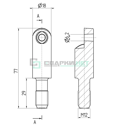 Наконечник под ложемент М12  черный