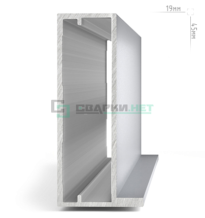 Профиль рамочный широкий, под наклейку, 45х19х1 мм, серебро (анод), L-3000 INTEGRO