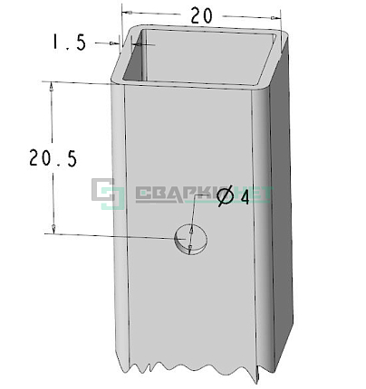 Дырокол (пробивка отверстия в профиле)  20х20х1,5