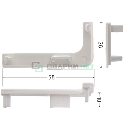 Комплект открытых заглушек для профиля L - образного 4464, цвет белый