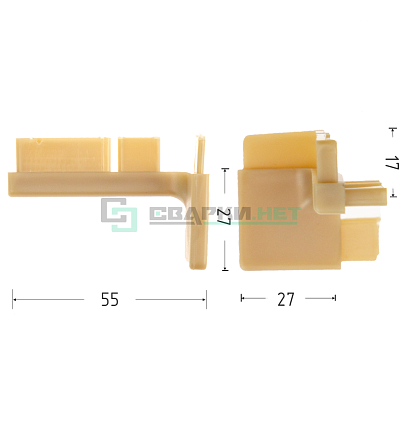 Угол 90 градусов внешний для профиля L - образного 4464, цвет золото металлик