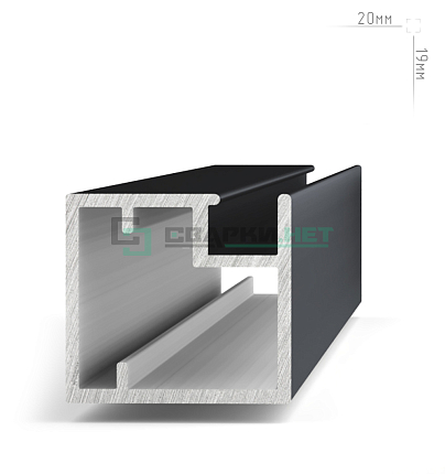 Профиль рамочный узкий, 19х20х19 мм, черный (анод), L-3000 INTEGRO