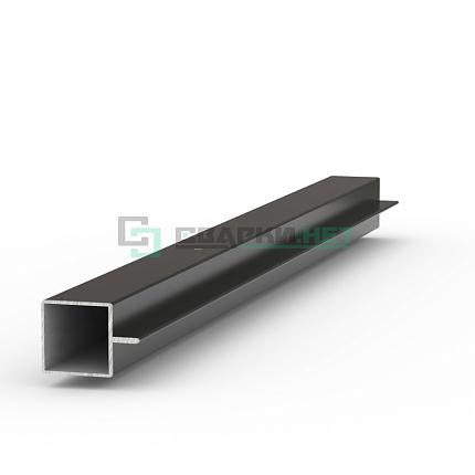 Профиль квадратный алюминиевый черный для полок из Стекла 4200мм