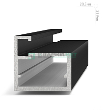 Профиль рамочный узкий, 20х22х8 мм, черный (анод), L-3000 LINEA - Чертеж