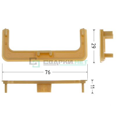 Комплект открытых заглушек для профиля C - образного 4466, цвет золото металлик