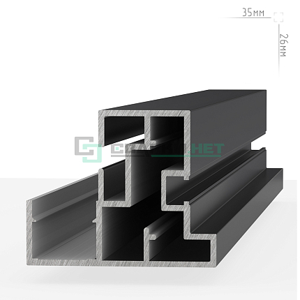 Профиль для алюминиевой полки универсальный, графит ( анод ) L - 3000 мм